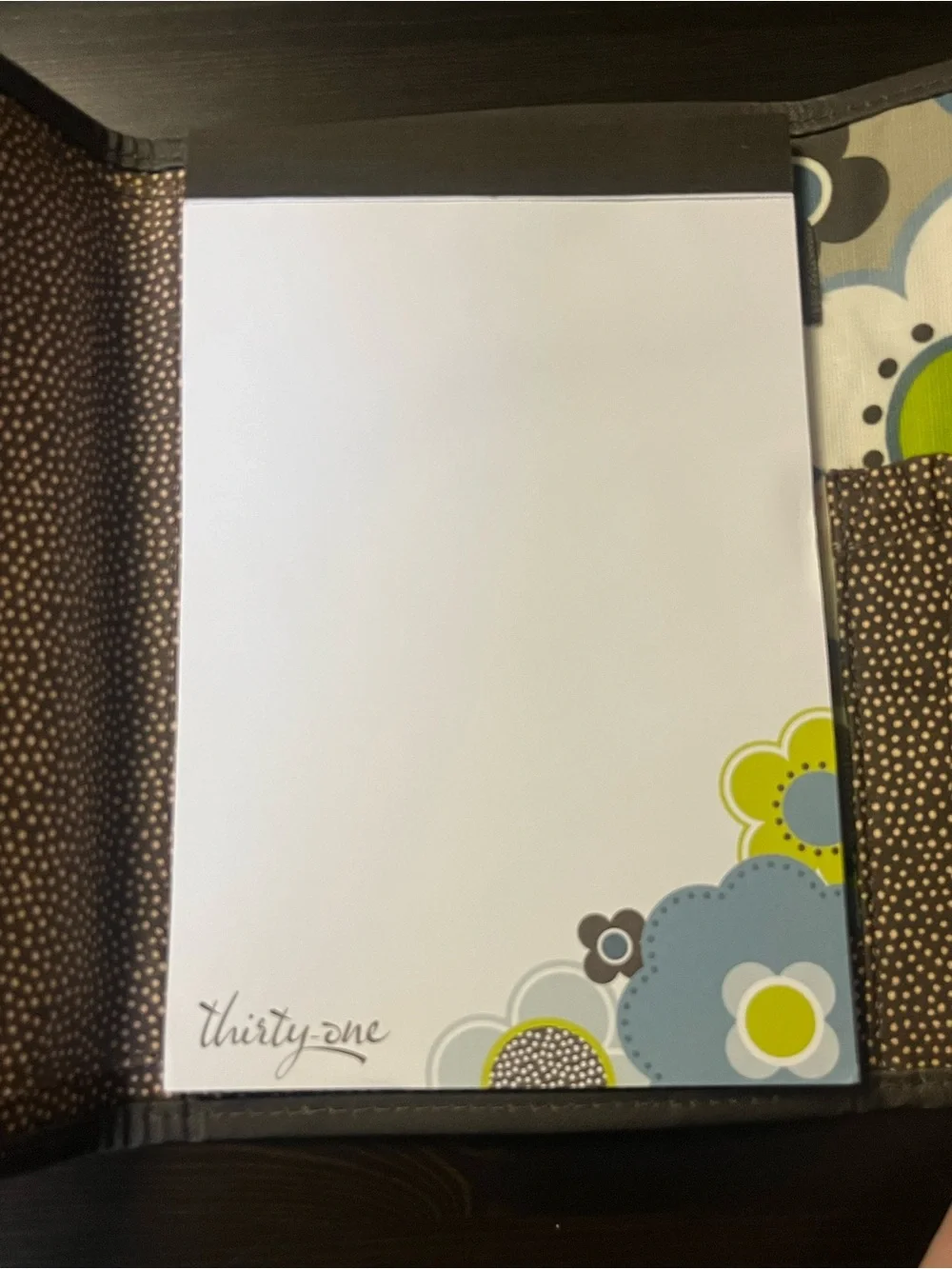 Thirty-One Fold & Go Organizer Notepad Holder Blue Green Floral